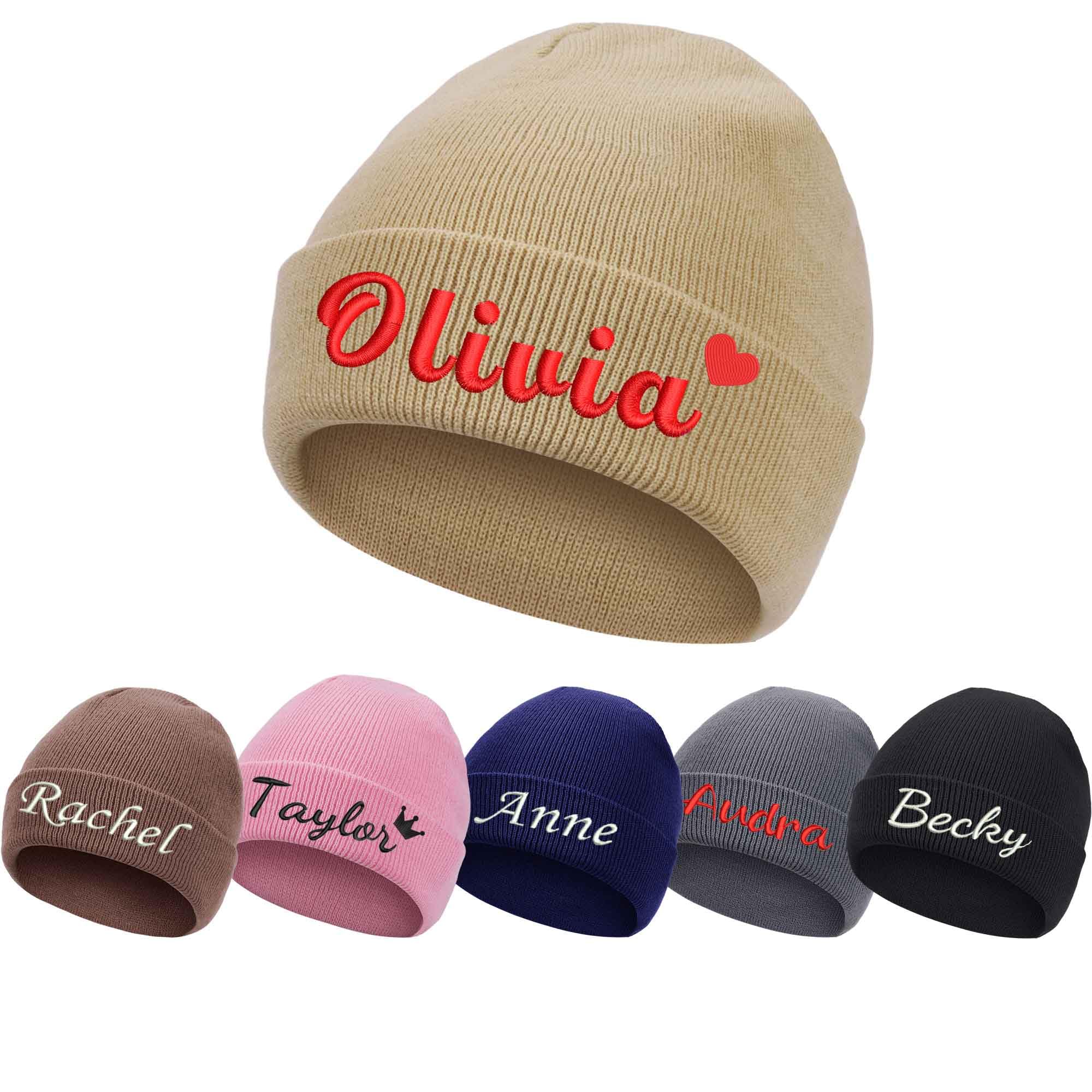 Custom Baby Beanie Hat, Personalized Toddler Hat with Embroidered Name Knit Hats Winter Beanies for Kids Boys Girls Adults
