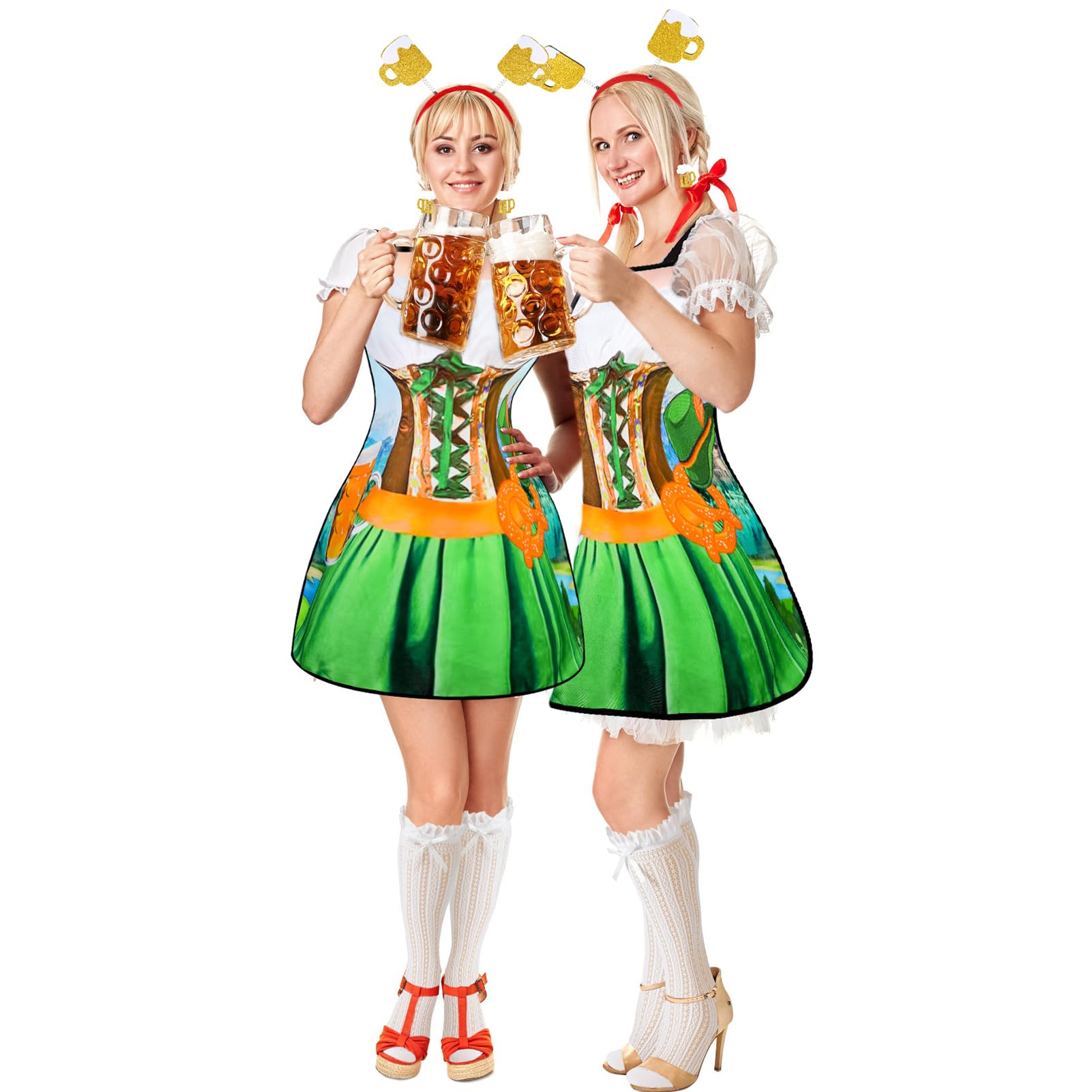 2 Cerchietti Dirndl Con Fiori Per Oktoberfest, Accessori Capelli Tradizionali Bavaresi, Rosa E Marrone