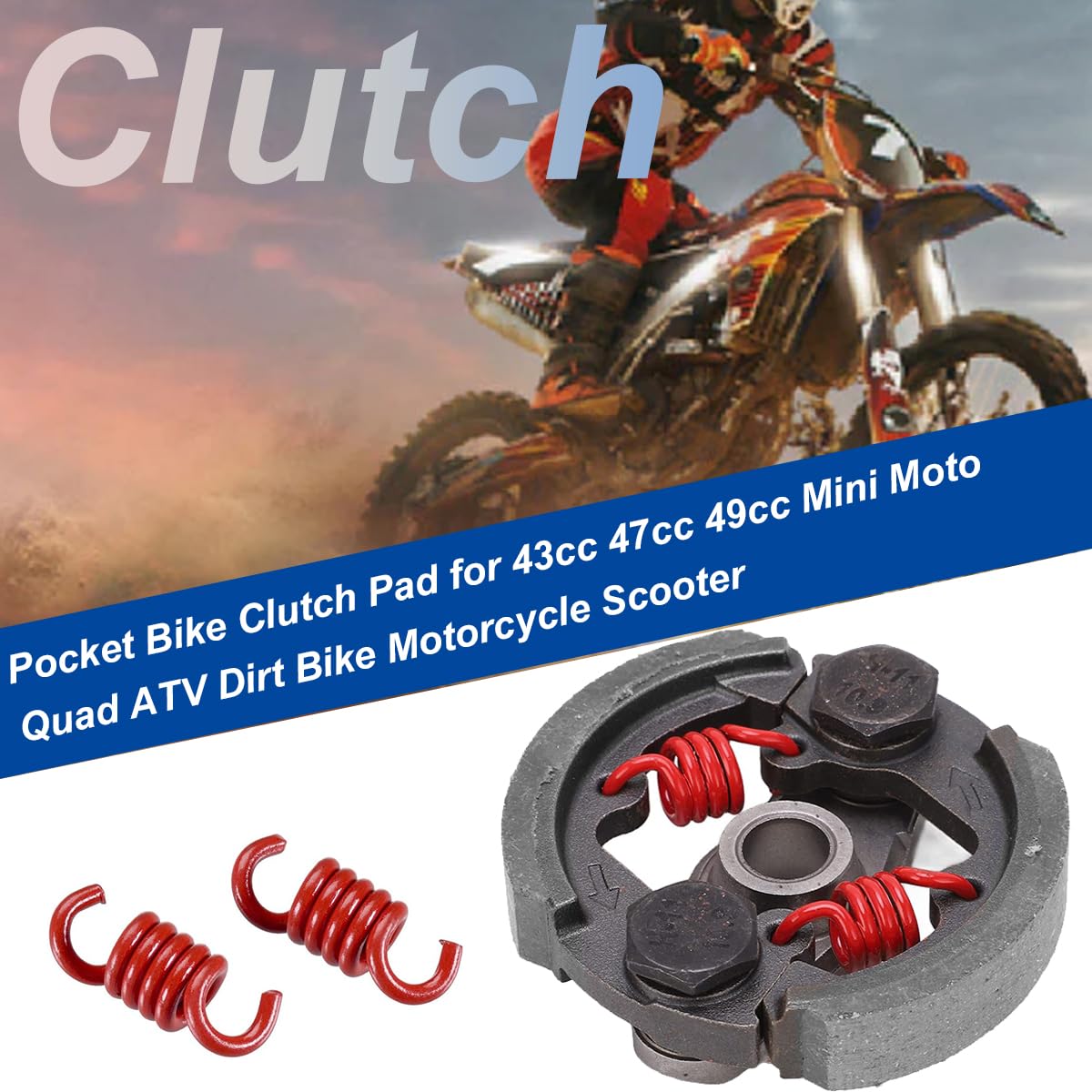 ZAMDOE Pastiglia Frizione a 2 Molle di Ricambio per 43 CC, 47 CC e 49 CC Motore a 2 Tempi da minimoto, Quad, ATV, Moto da Cross, Scooter, Accessori per Frizione