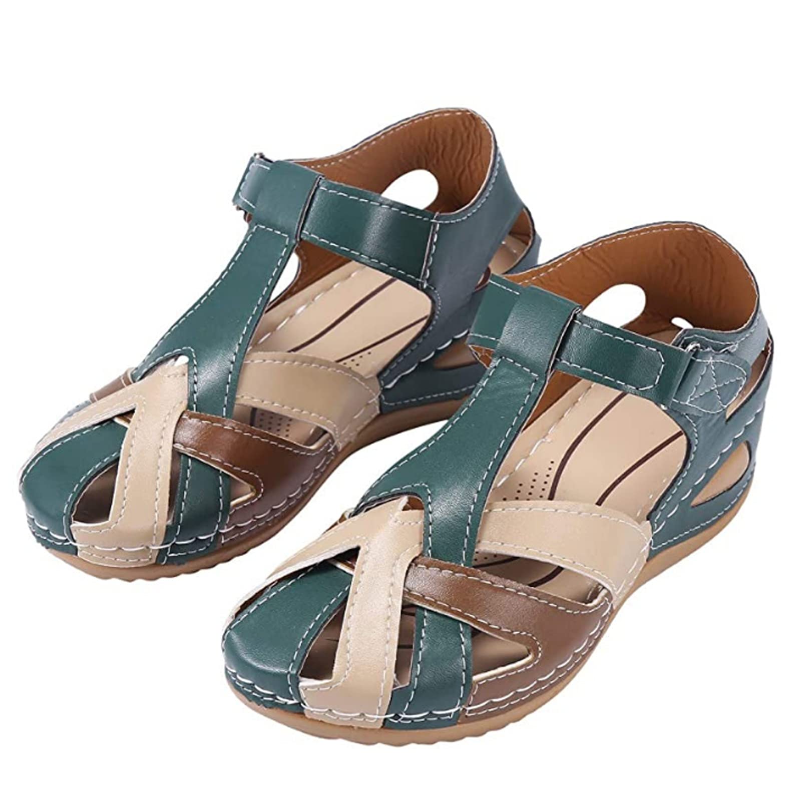 EEUK Gesloten Teen Wedge Sandalen voor Vrouwen Casual Zomer