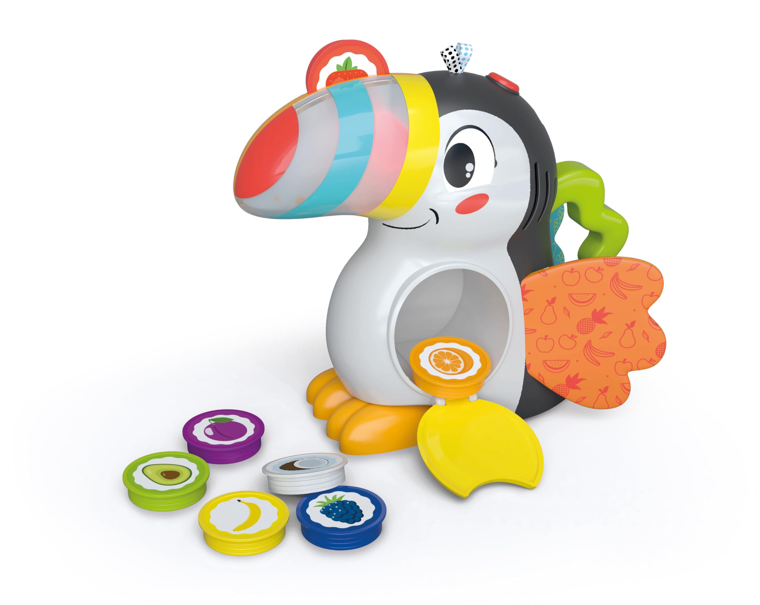 Milan Le Toucan Gourmand Jouet d'Éveil Interactif pour Bébé Dès 12 Mois | Insère les jetons fruits pour apprendre couleurs et mots en s'amusant bien | sons et lumières | cadeau naissance idéal