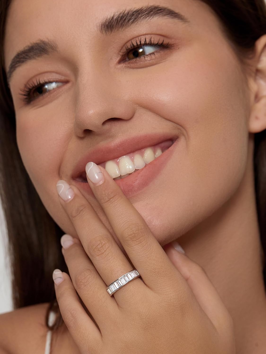 Michooyel Emerald Cut Eternity Ring for Women Channel Setting Wedding Ring Bands Rings Sterling Silver Cubic Zirconia Statement Rings for Women - Image 5