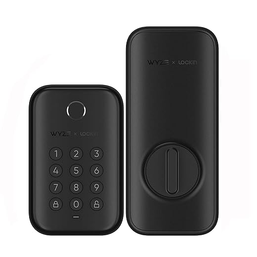 Wyze Auto-Lock Bolt, Fingerprint Unlock With Keypad, Electronic Digital Entry Door Smart Deadbolt Lock, Ipx5 Weatherproof, Easy Installation, Matte Black