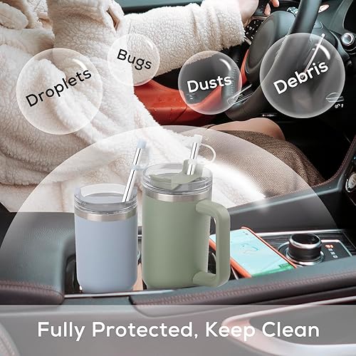 Miniatura 5 de Greant Stanley Adventure Quencher - Juego de 8 popotes de acero inoxidable de 40 onzas, popotes de 12 pulgadas, con tapa para popote y cepillo de