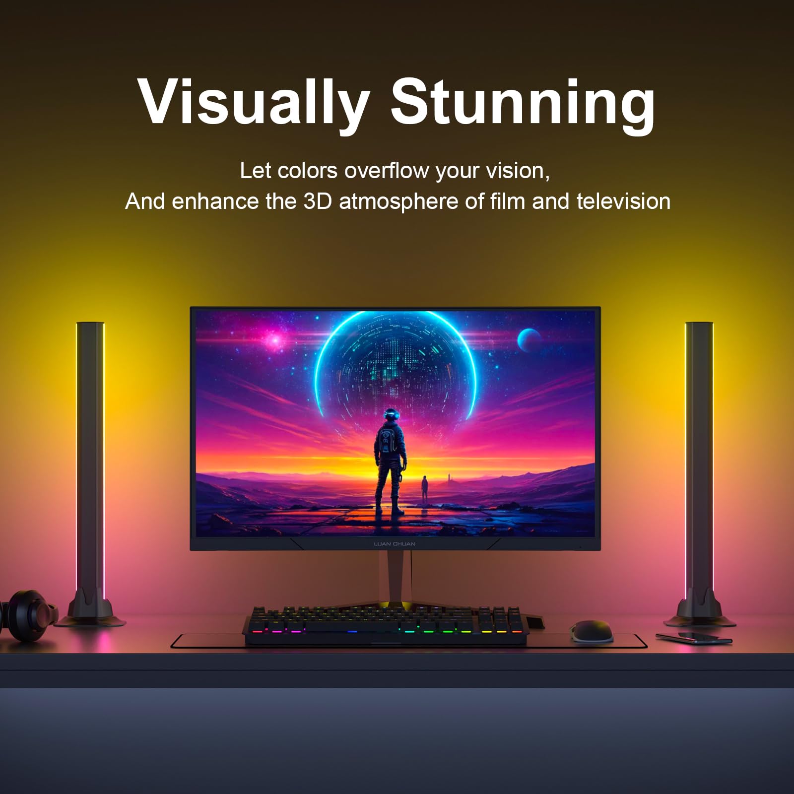 32CM Listwy Światła LED, Oświetlenie do Gier z Synchronizacją Muzyki, Oświetlenie Ambientowe, Podświetlenie TV do Komputera, Gier, Dekoracji Pomieszczeń USB 5V