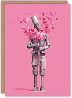 Artery8 Tinman Holding Love Heart Balloon Bundle Bouquet Valentine's Day Card