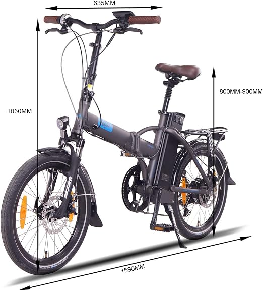 NCM London 20” Bicicletta elettrica Pieghevole, 36V 15Ah 540Wh Grigio :  Sport e tempo libero