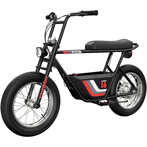 Razor Electric Bike for Ages 18+, 220 lb Max Weight, Black, w/ 350W Motor, 16” Tires & 36V Battery, Up to 15.5 MPH, Rambler 16 – Rechargeable Ride On Minibike for Teens and Adults