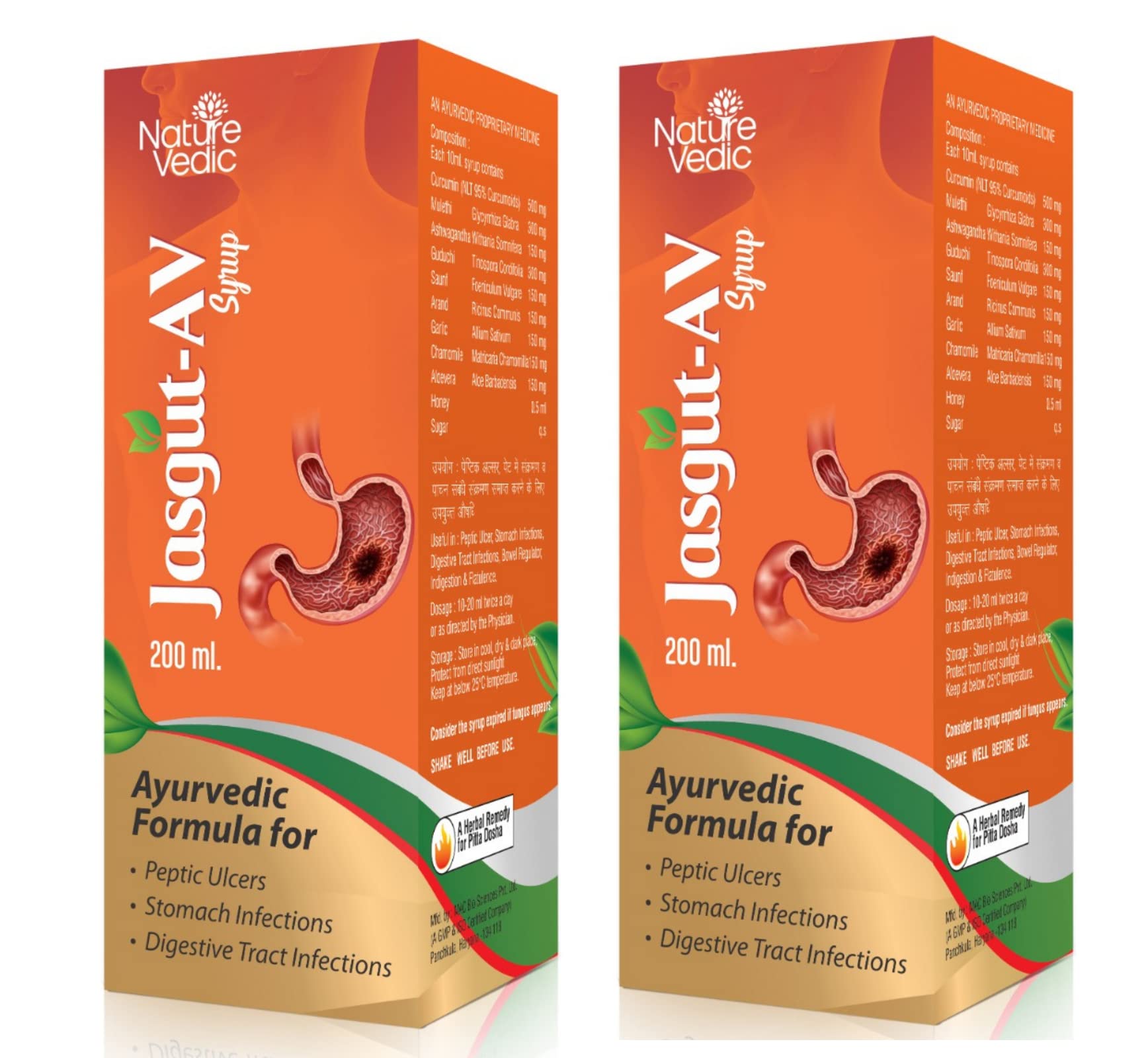 Nature Vedic Jasgut - AV Syrup for Peptic Ulcers & Stomach Infection| 200 ml Each (Pack of 2) (B0B469R8PZ) Amazon Price History, Amazon Price Tracker
