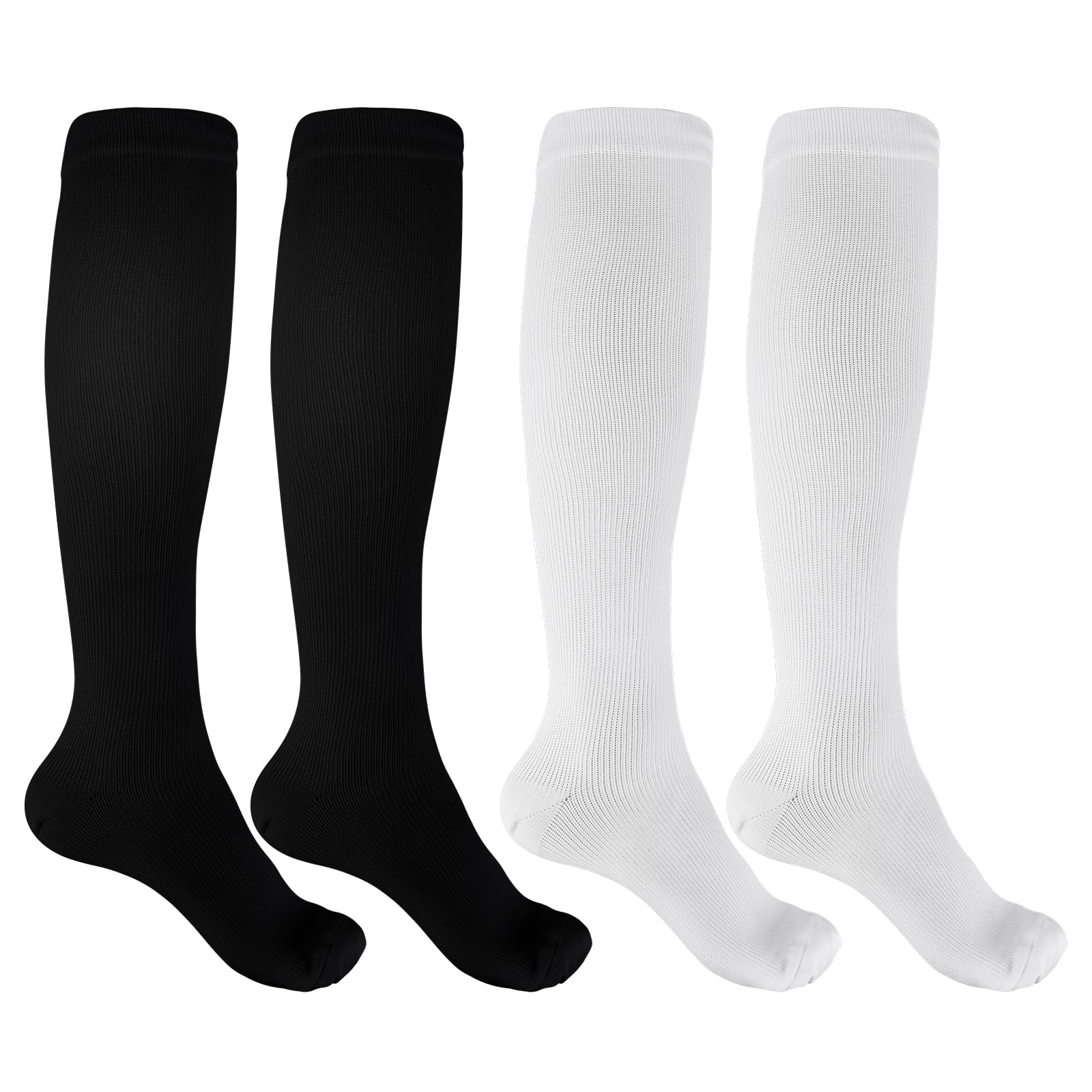 2 Pairs Compression Socks for Women Men, 15-25mmHg Knee High Compression Stockings for Sport, Medical Compression Flight Socks for Nurses Running Flying Pregnancy Travel