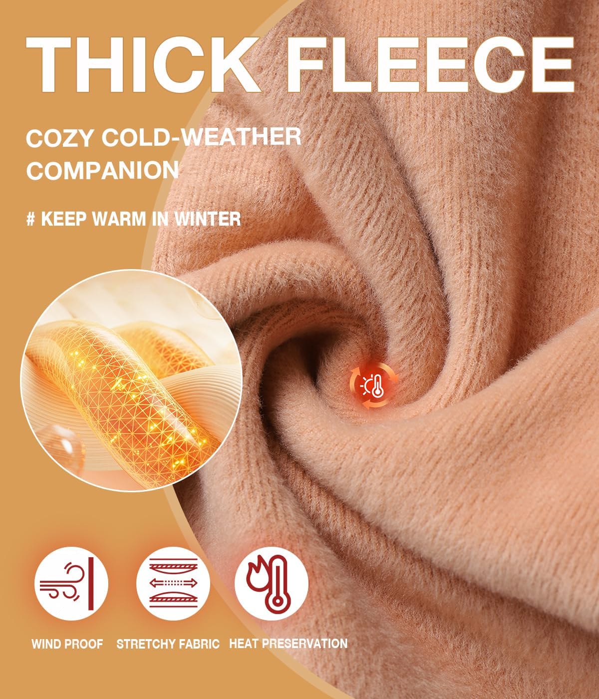 Fleece Lined Tights Women, Winter Warm Pantyhose leggings Women,Fake Translucent Thermal Skin Colored - Image 3