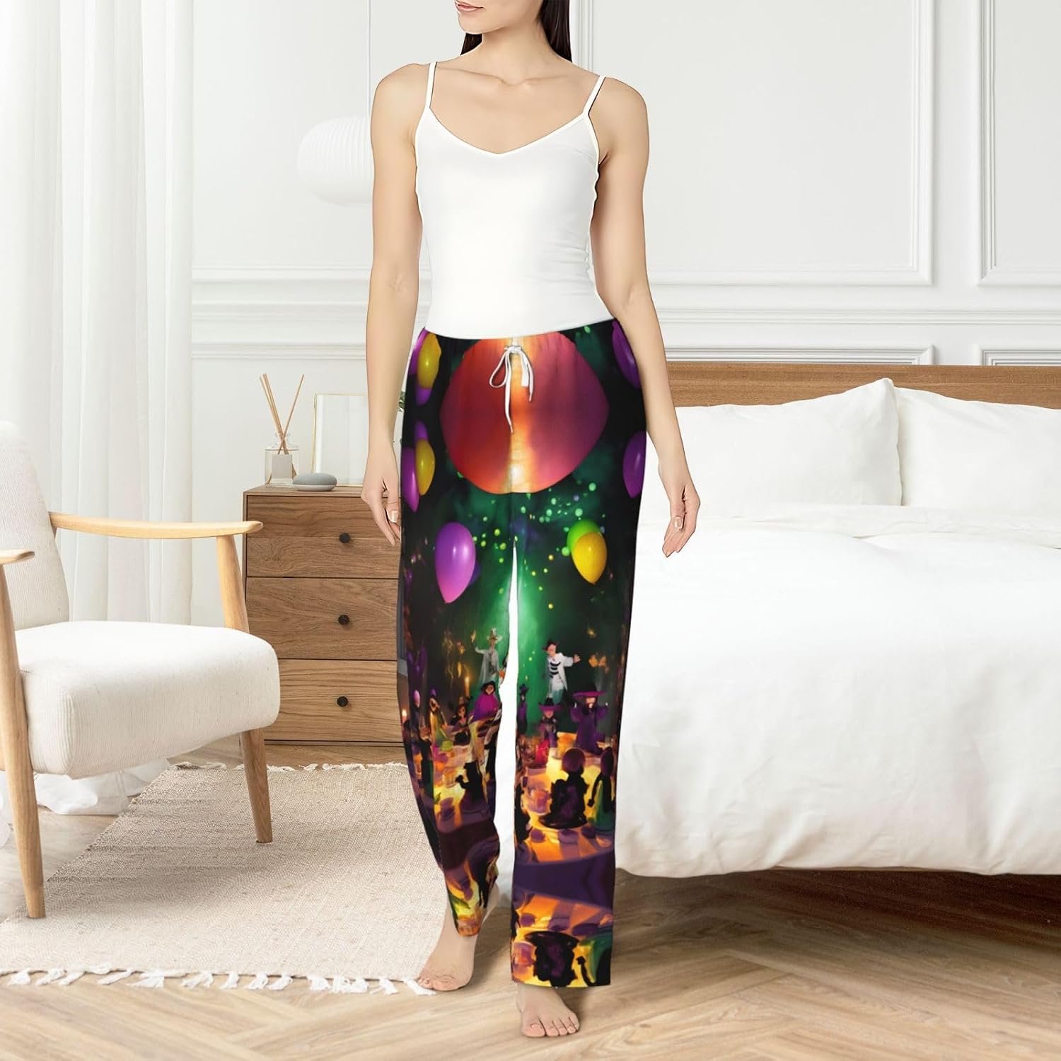 Halloween Party Print Cozy Women'S Flannel Pajama Pants,Perfect For Christmas And Everyday Comfort
