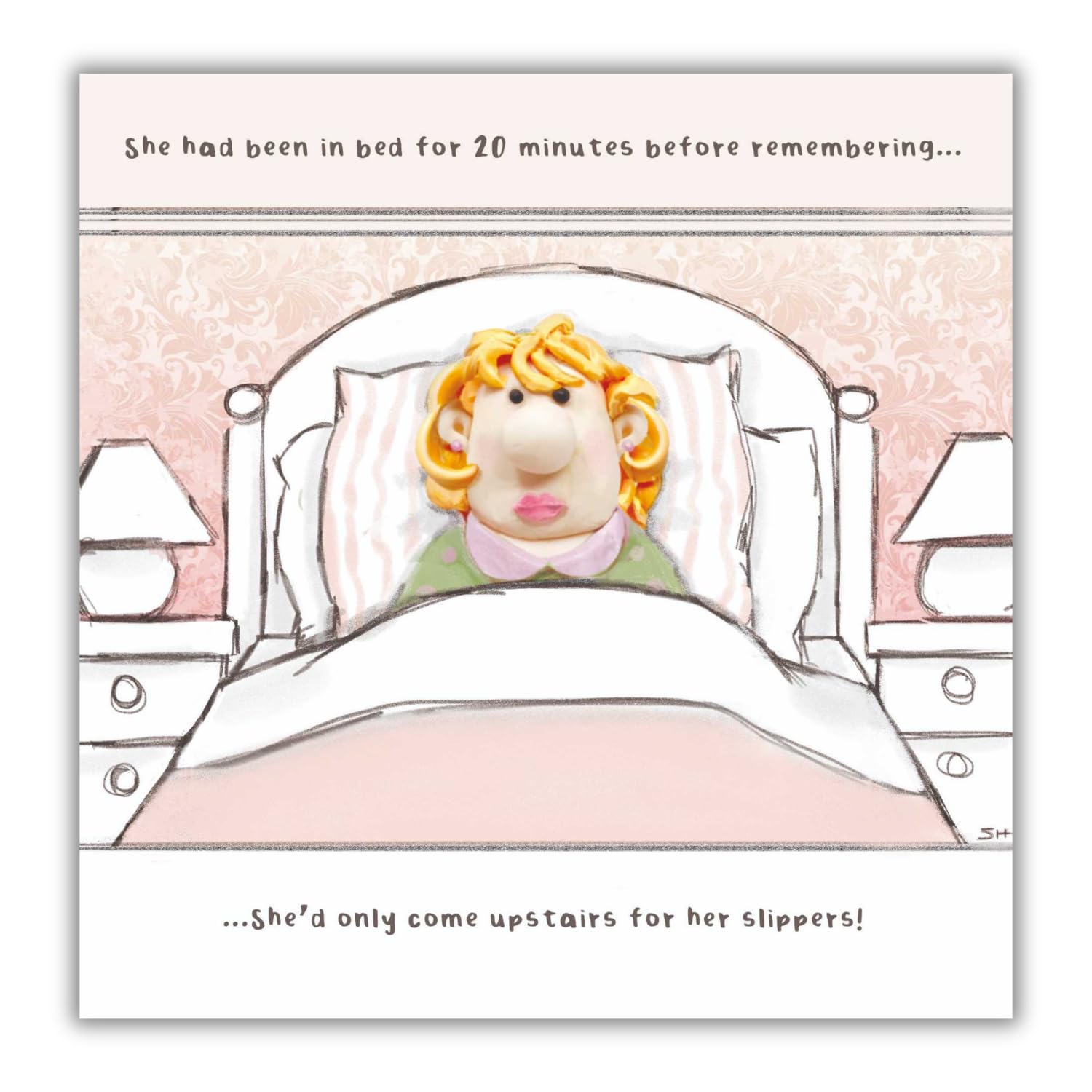 Birthday card ,Model Family, Slippers, Happy Birthday card