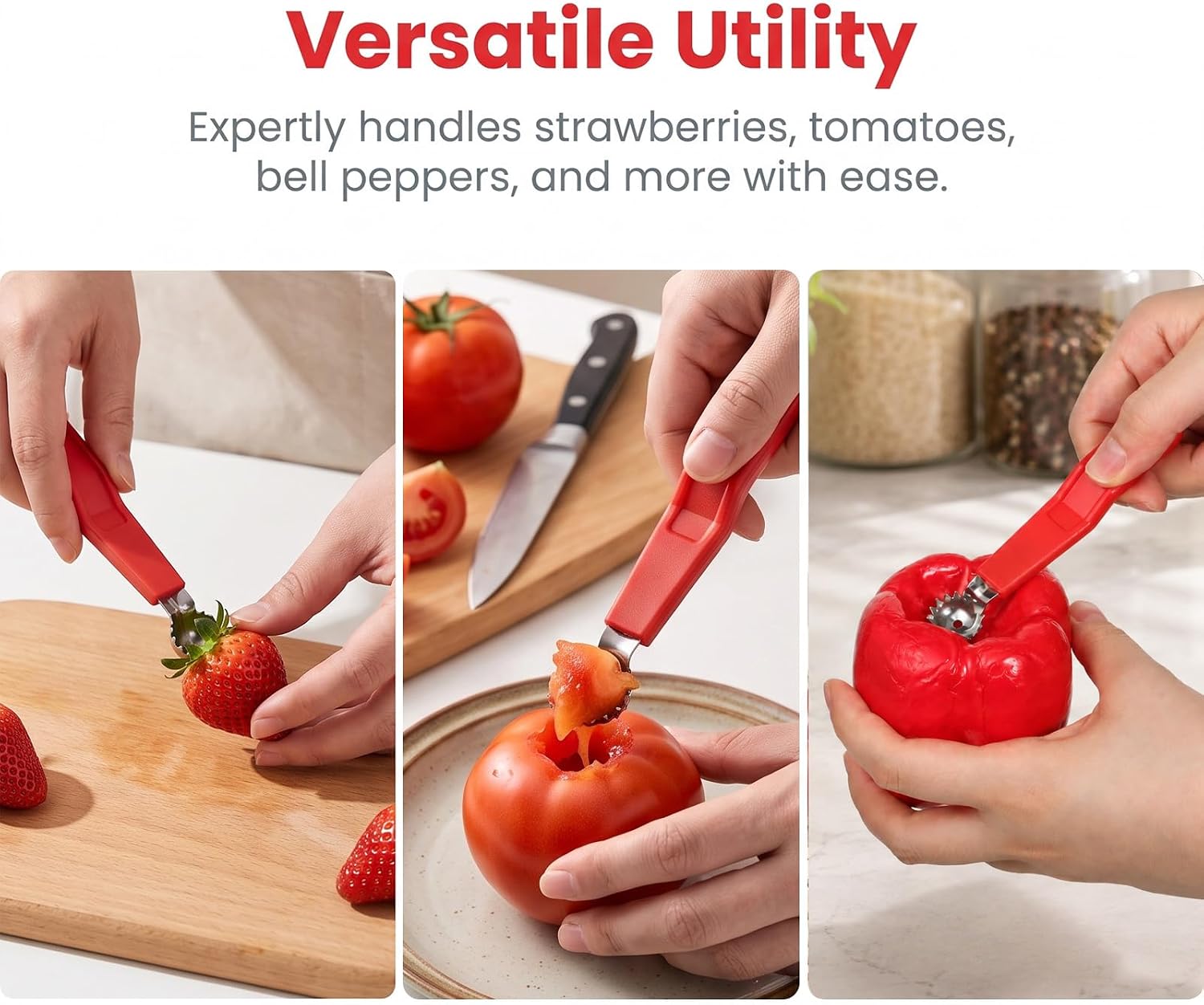 4pcs Tomato Corer Tool,Strawberry Stem Remover Tool