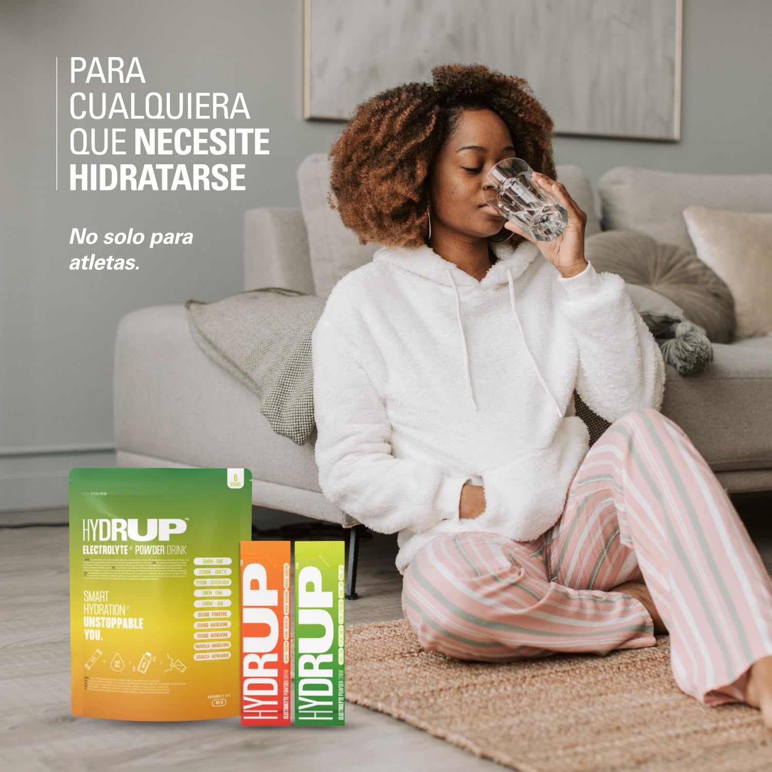 Electrolitos Sin Azucar en Polvo, 1733 mg de Electrolitos de Hidratacion de Naranja-Mandarina y Lima-Limón Altamente Concentrados con Vitaminas y Minerales, 6 Unidades (Mix)