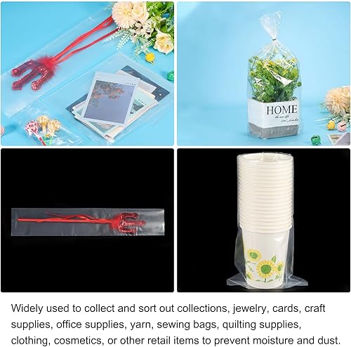 Miniatura 5 de PATIKIL Bolsas de polietileno transparentes abiertas y planas de plástico PE de 2 mil 6 x 26 pulgadas para hardware, coleccionables, joyas,