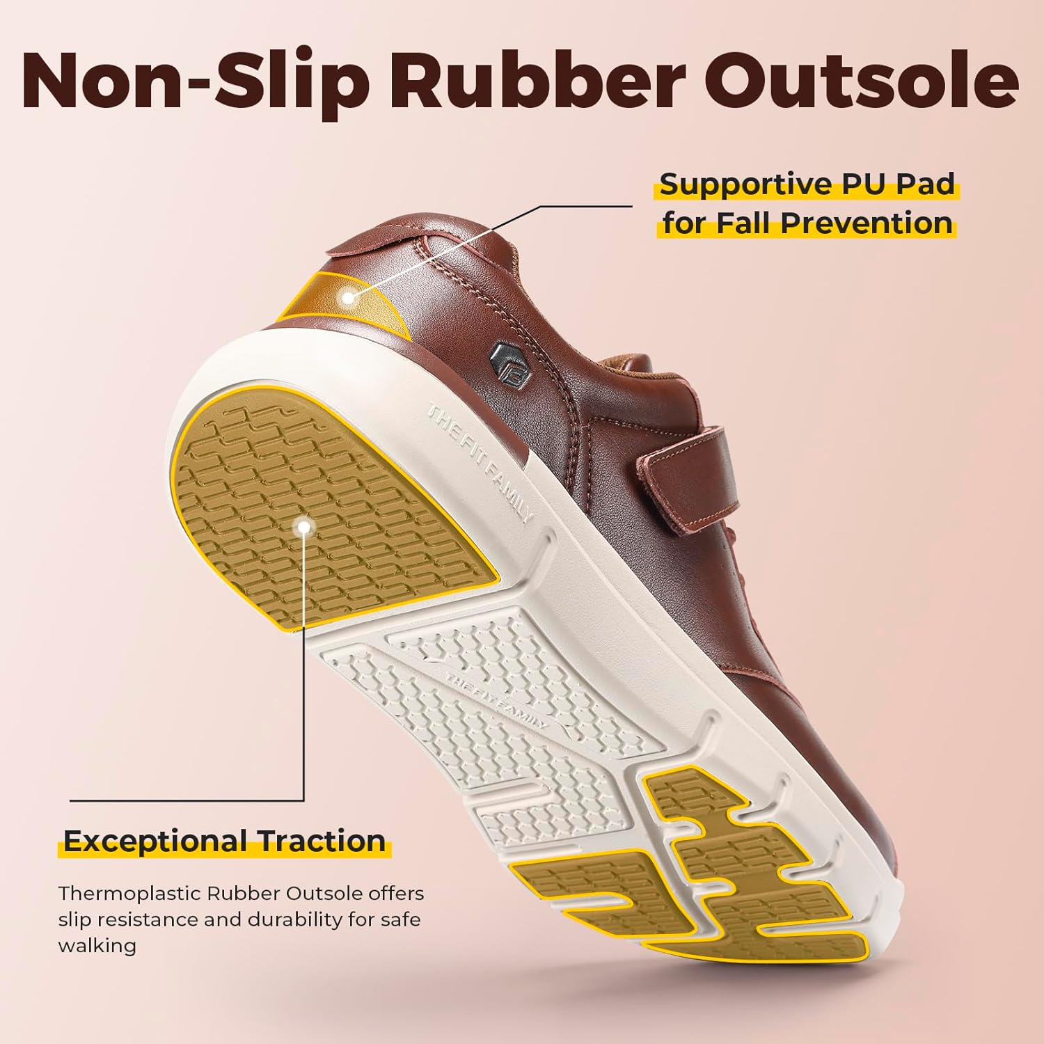 FitVille Diabetic Shoes for Men Extra Wide Comfortable Leather Walking Shoes Hook & Loop Orthopedic Dress Sneakers for Swollen Feet - Image 4