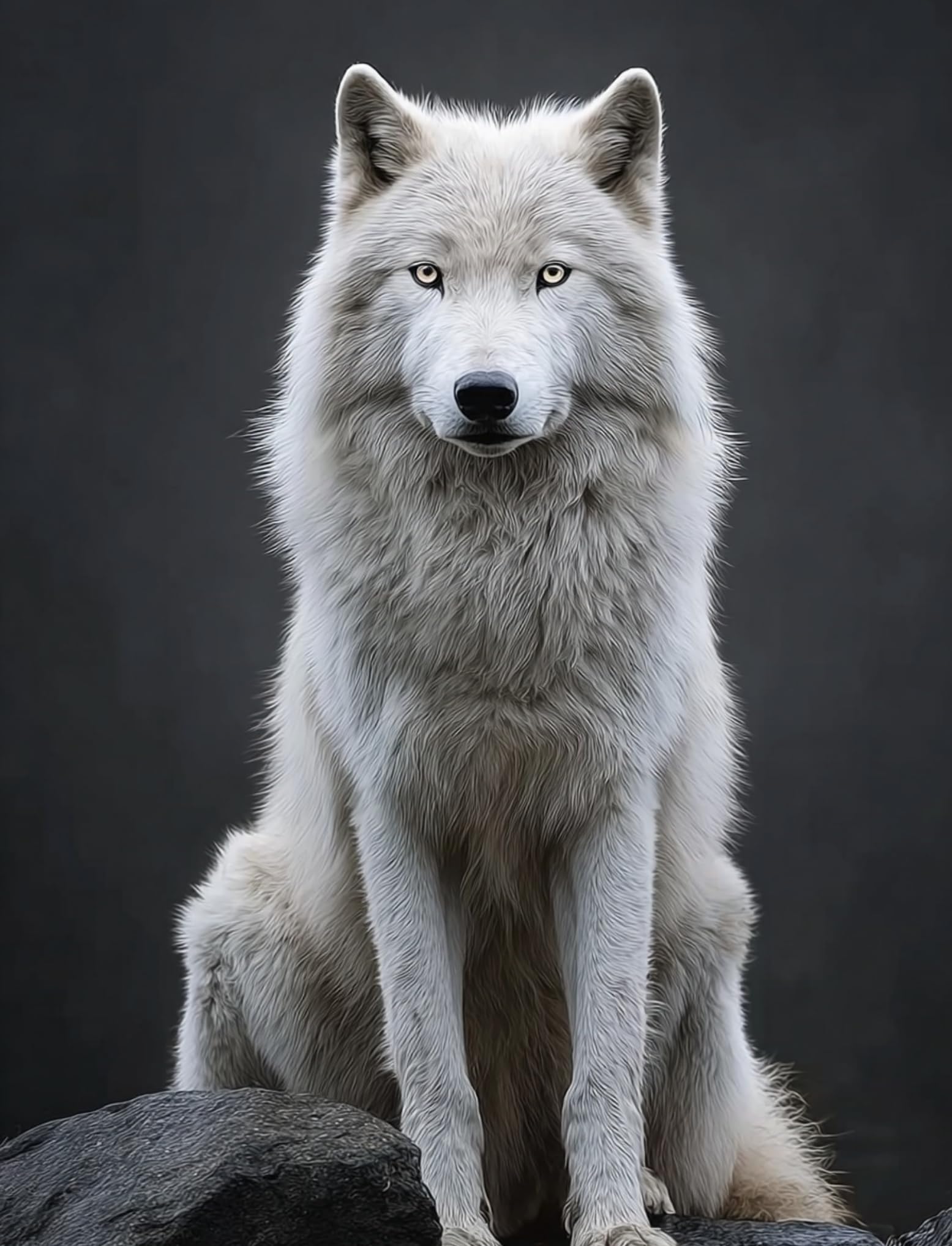 WANGWANGMIAO Paint by Numbers Kits for Adults,White Arctic Wolf Painting by Number Kits On Canvas,DIY Color Acrylic Oil Paints Home Wall Decor 16x20inch/40×50CM，with Frame