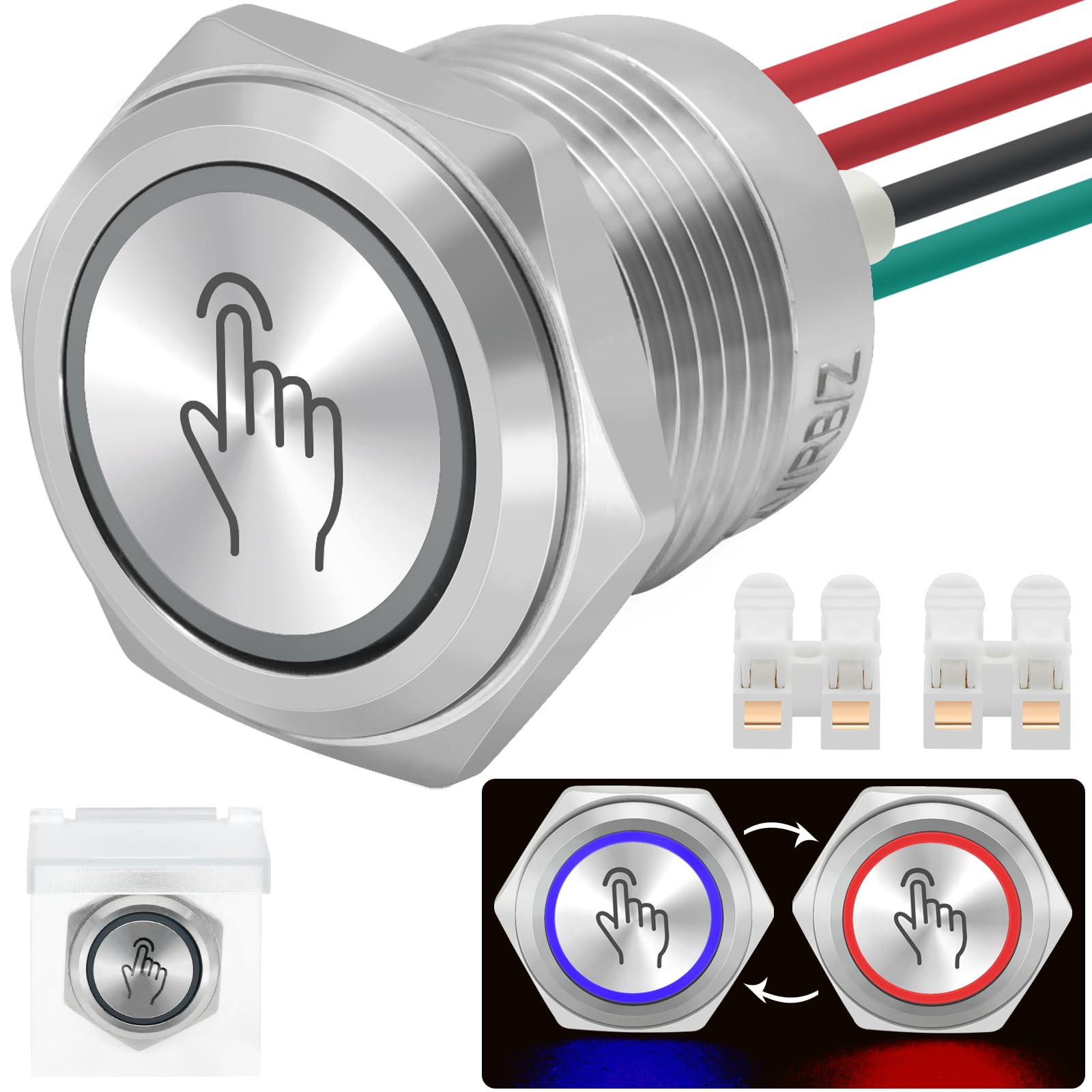 Snapklik.com : ZJWZJH Touch Switch, 5V 12V 24V DC, 16mm 5/8