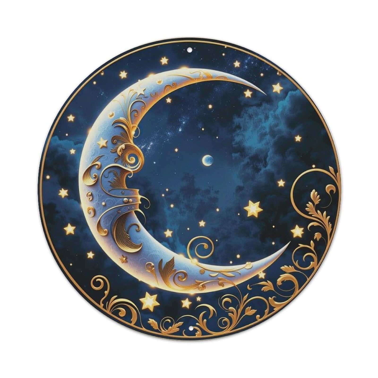 Moon Stars Night Sky Pattern Metal Tin Sign