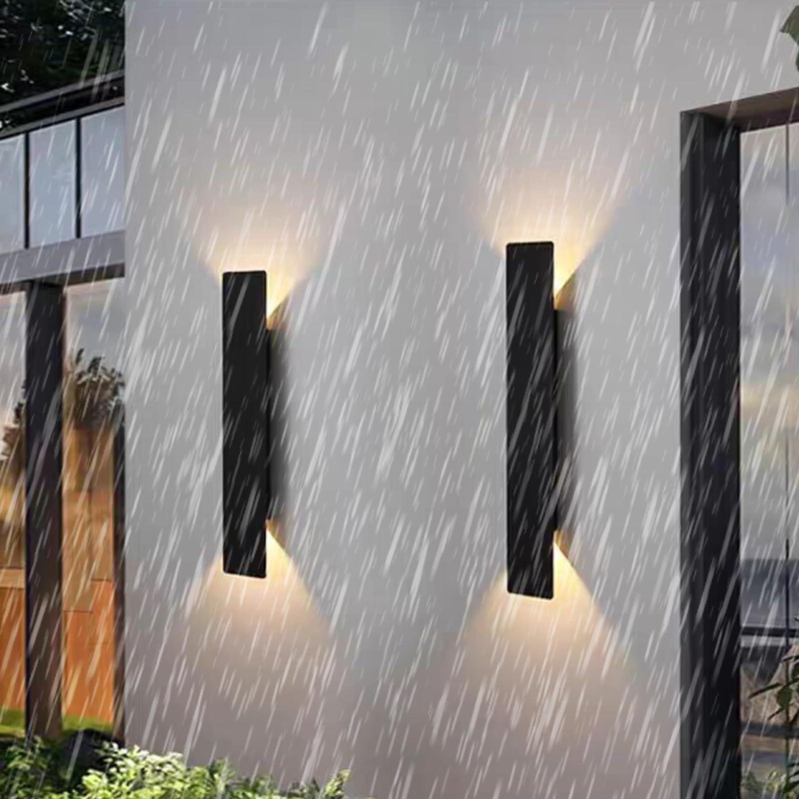 HELCEKOU LED Outdoor Wall Light Modern IP65 Waterproof Lamp Acrylic Aluminium Long Rectangular Sconce Industrial Minimalist Decorative for Garden Villa Corridor