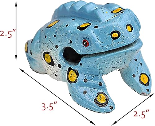 Miniatura 2 de Instrumento de escofina Guiro de rana de madera de 35 pulgadas diseño de bloque de tono musical de percusión pintado negro Negro, Pintado negro,