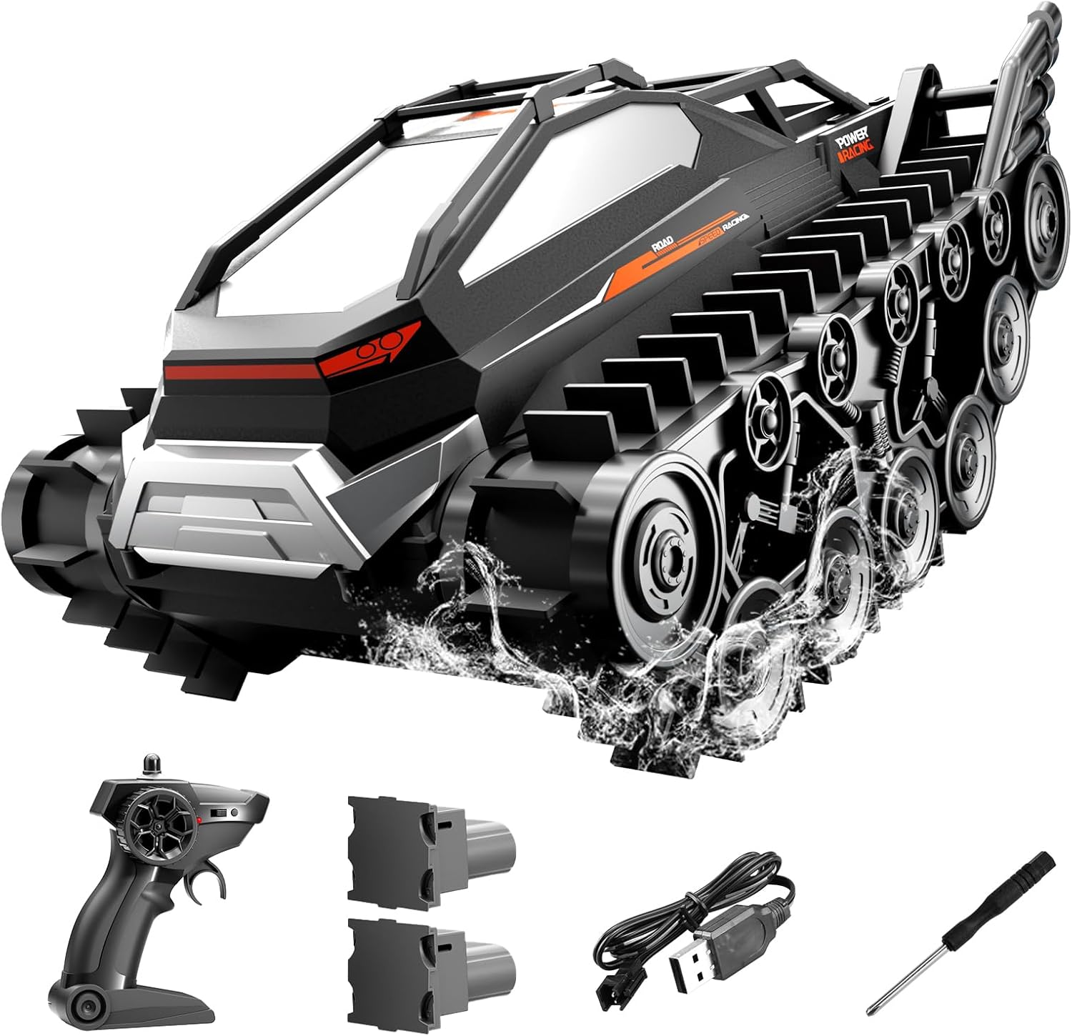 Ritaosan 水陸両用 ラジコンカー キャタピラー 戦車 子供向け 人気 ラジコン 車 オフロード 防水 ラジコンボート 全地形装甲車 充電池2本付き 2.4Ghz リモコンカー 子供 おもちゃ クリスマス プレゼント 男の子 贈り物 Q183 (黒色)