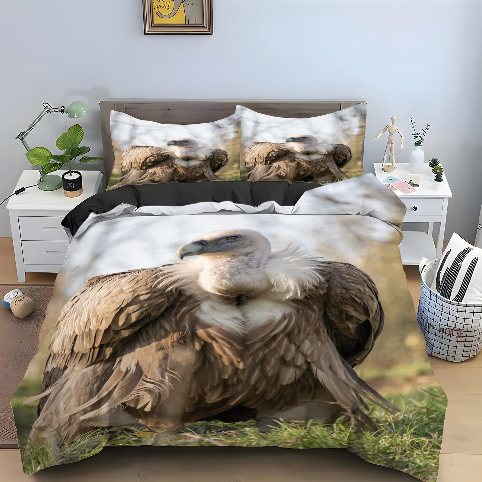 Housse de couette 240 x 260 pygargues à tête blanche parure de lit 2 personnes