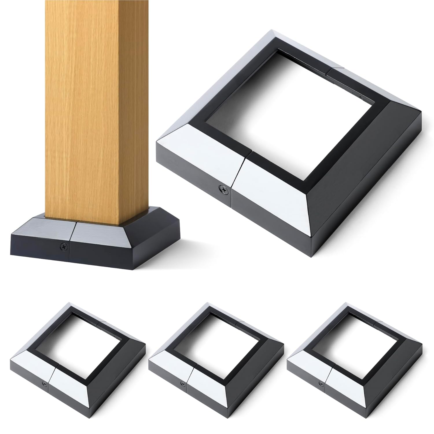 Post Base Cover, Split Type Skirt for Indoor/Outdoor Iron Deck Railing Decorative Covers (4, Post-4" Base-6")