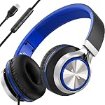 Bywulanda USB C Casques avec Mic et contrôle du volume, casques stéréo sur oreille pour iPhone 15 16 Pro, Casques pliables filaires pour Smartphones Chromebook Tablettes portables Voyage (Noir/Rouge)