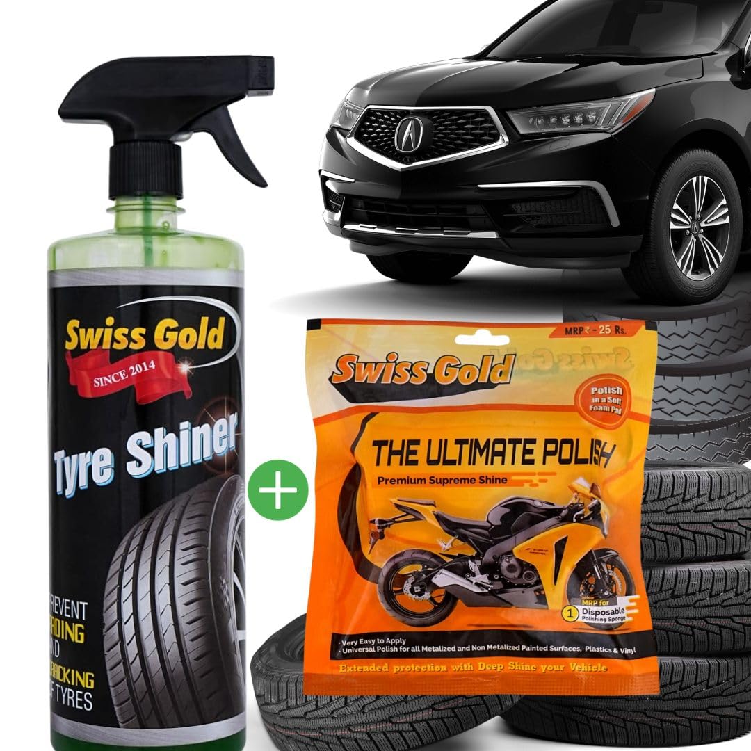 Car/Bike Tyre Shiner 200 ML Tyre Shine - Long Lasting & Dirt Repellant Car/Bike Tyre Polish Spray Tire Cleaner All in One Polish Gloss Protection Tyre Dresser +The Unlimited Polish (1 Pouch)