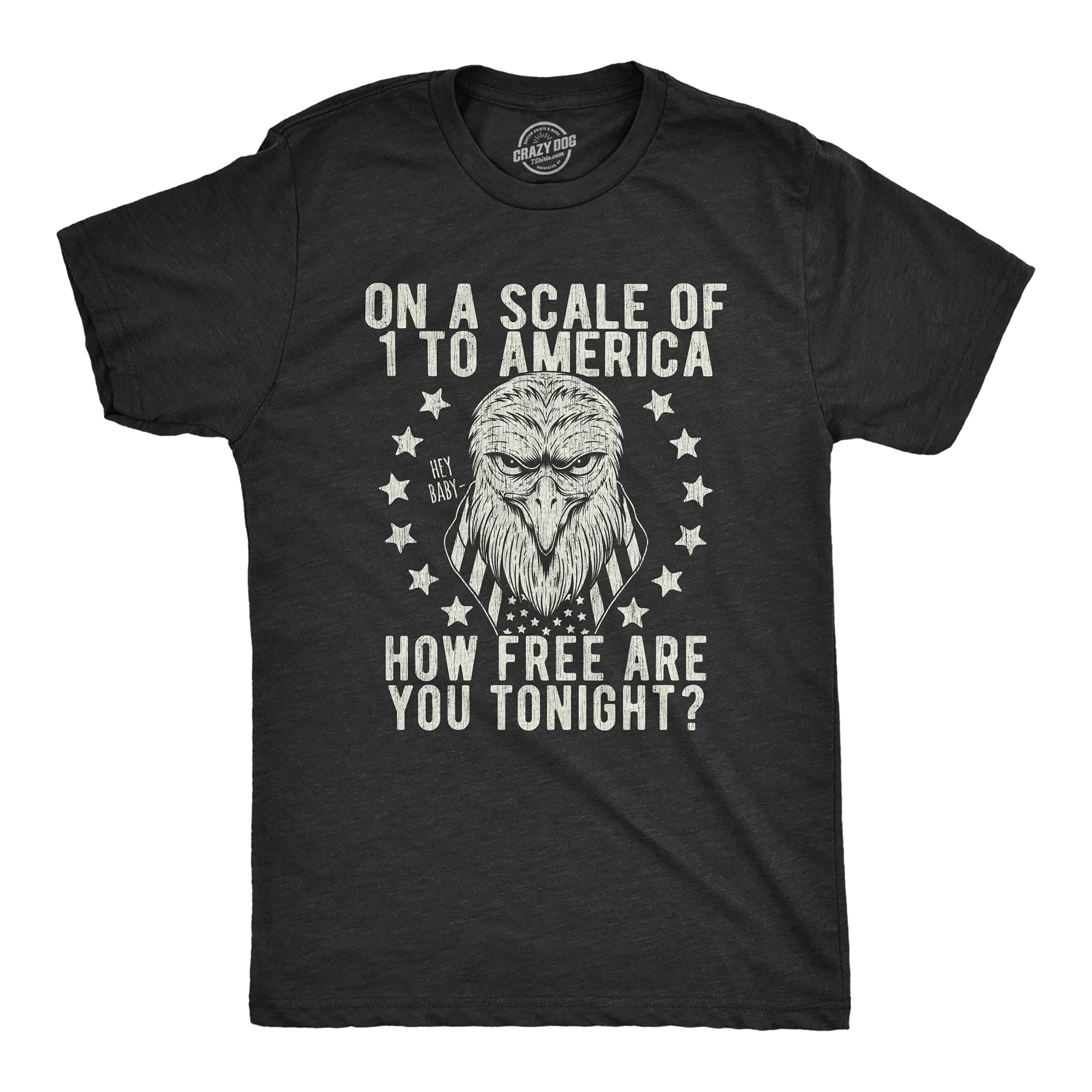 Mens On A Scale of 1 to America How Free are You Tonight Tshirt Funny Pick Up Line Tee