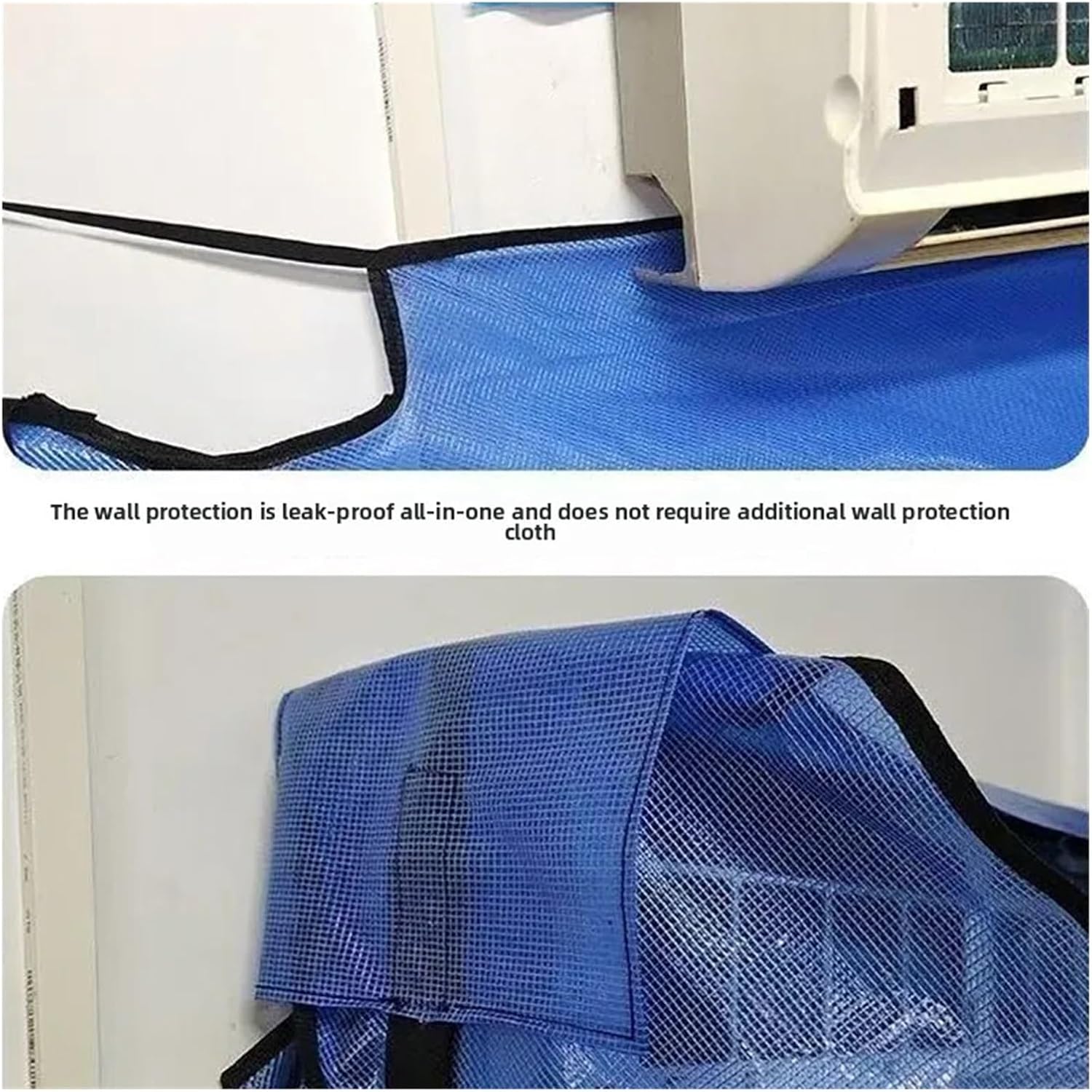 51.1in Large Air Conditioner Cleaning Cover Kit: Drainage Pipe, Summer Cleaner Brush, Sprinkler & Hanging AC Water Washing Bag(White cover)