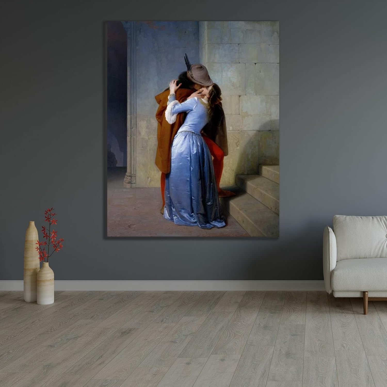 ArtDirect The Kiss Art Print Poster by Hayez, Francesco - Ready for Framing with Customization Sizes 8x10, 11x14, 16x20, 24x30, 36x45, and 48x60 Inches (64_282169)