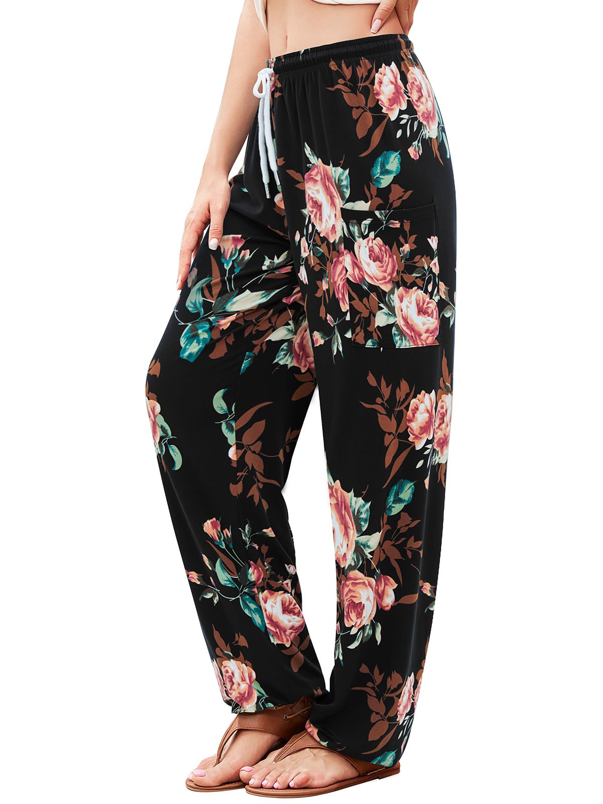 QIANXIZHAN Women's Harem Pants, Hippie Palazzo Pants Boho Joggers Yoga Clothes with Pockets