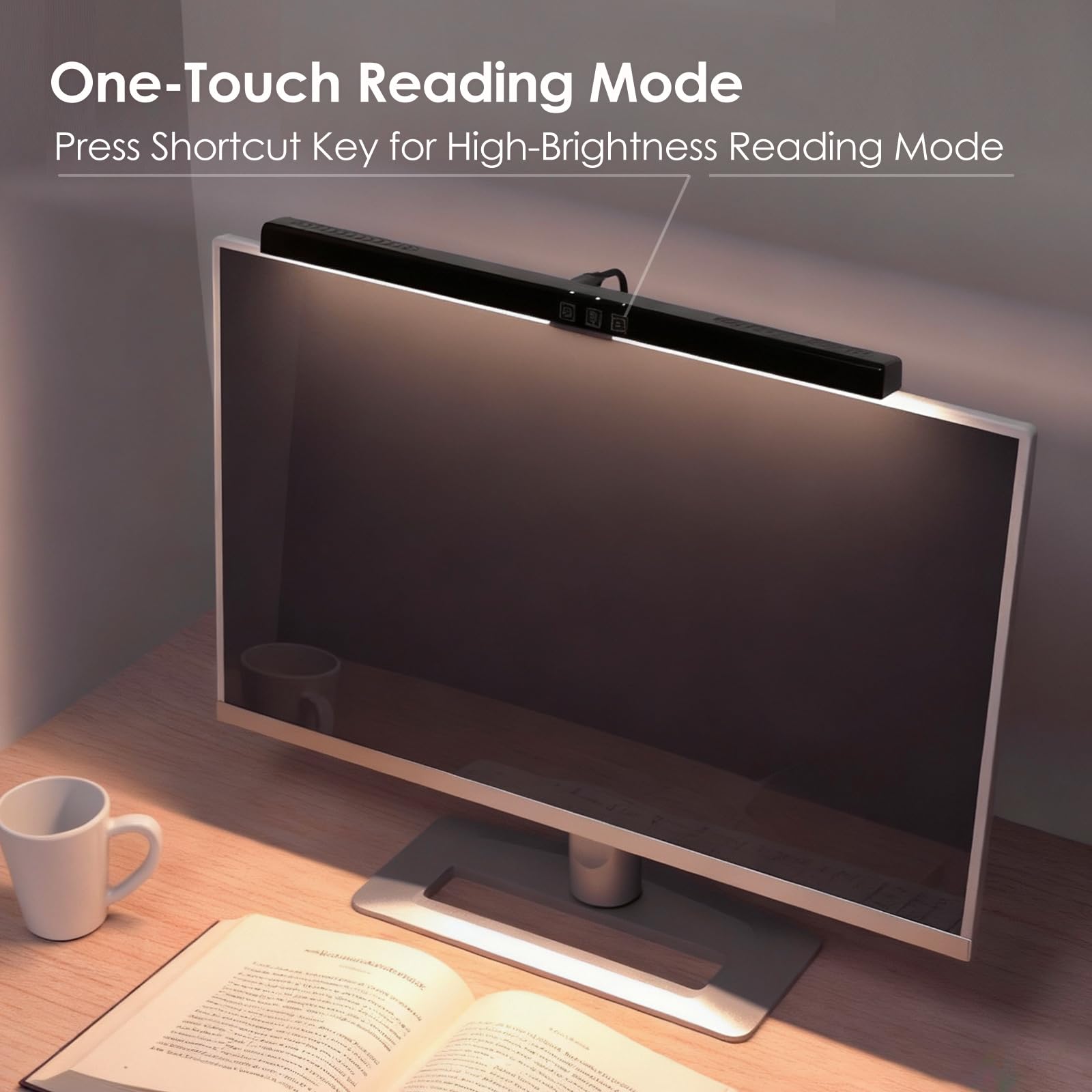 BY-J Lampada per schermo PC con telecomando, luce regolabile dello schermo dimmerabile automatica, lampada LED USB per computer da 40 cm, illuminazione per monitor da ufficio e giochi