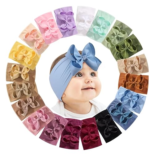 Miniatura 12 de Doboi - 20 diademas con lazos para bebé, accesorios para el cabello, lazos grandes para bebés, niñas, recién nacidos, diademas de nailon