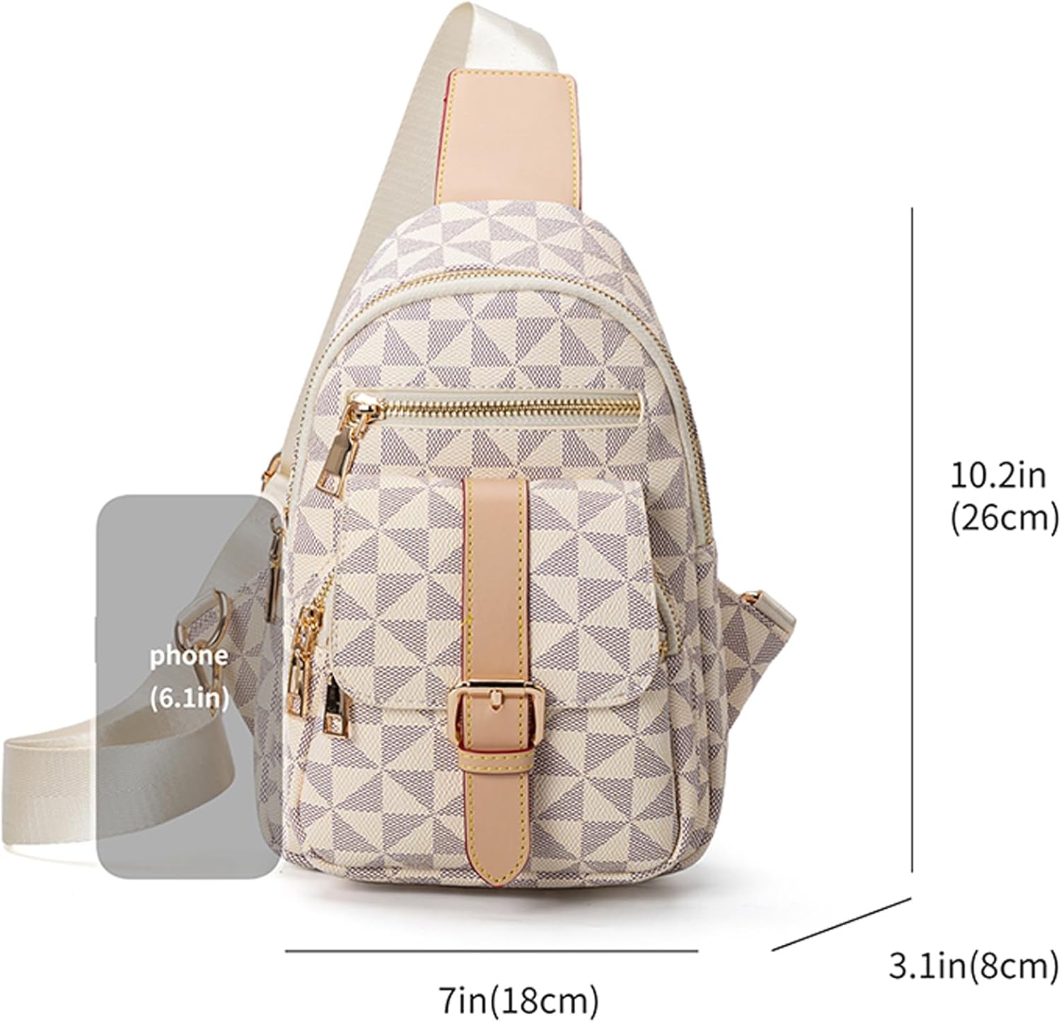 Crossbody Sling Bag for Women & Men – Trendy Checkered Fanny Pack – Waist Bag for Travel, Festival & Daily Commute | Lightweight, for Travel, Adjustable Strap, Hidden Pocket - Image 3