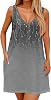 Summer Dresses for Women Sleeveless V Neck Boho Floral Printed Tank Dress Beach Vacation Sundress with Pocket