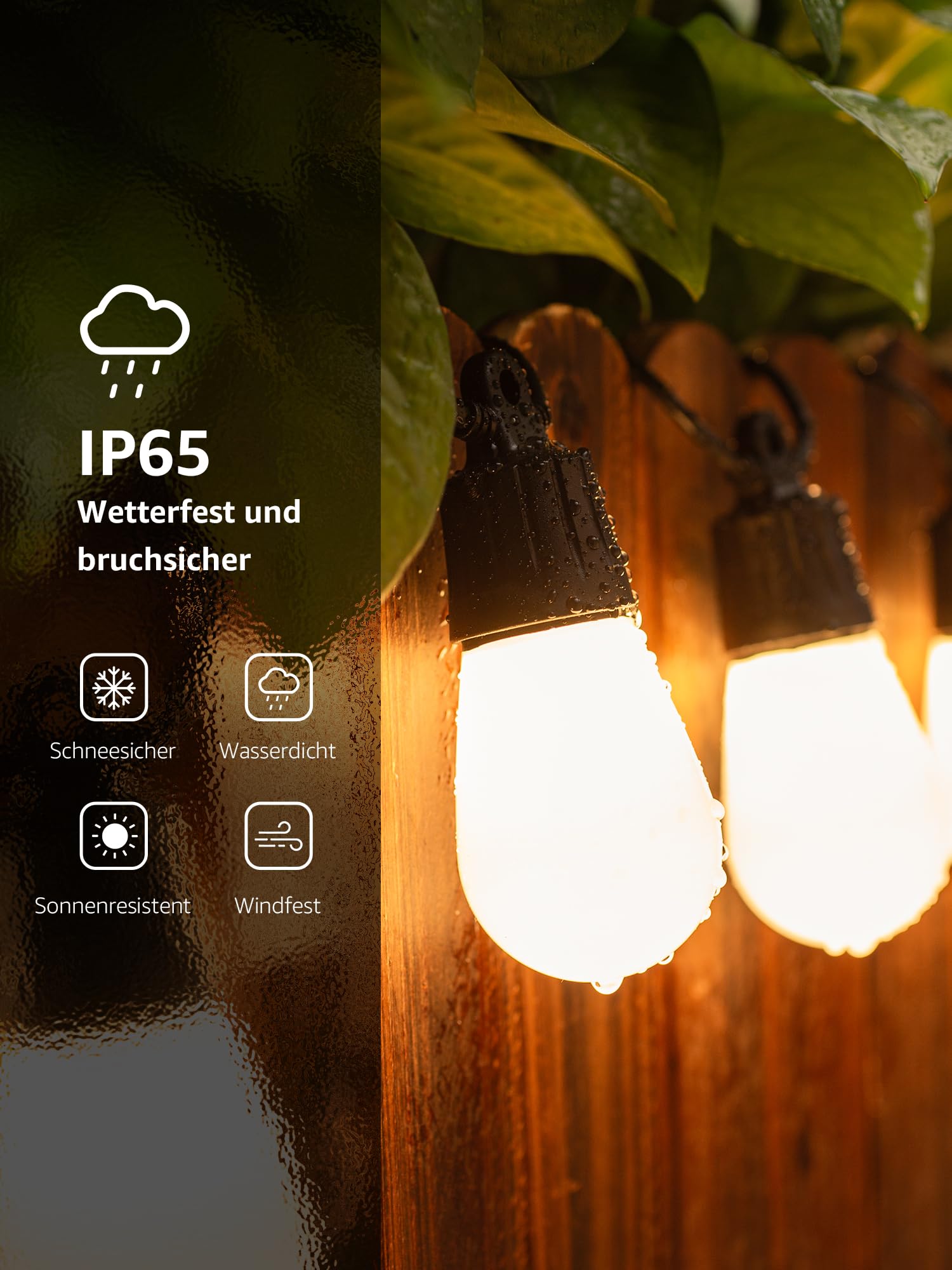 Lepro ZB1 AI LED Lichterkette Außen 30m, RGB+Warmweiß Smarte LED S14 WLAN Glühbirnen,App-Steuerung,Funktioniert mit Alexa&Google,IP65,Personalisierter KI-Lichtdesigner,ohne Fernbedienung, 30 LEDs