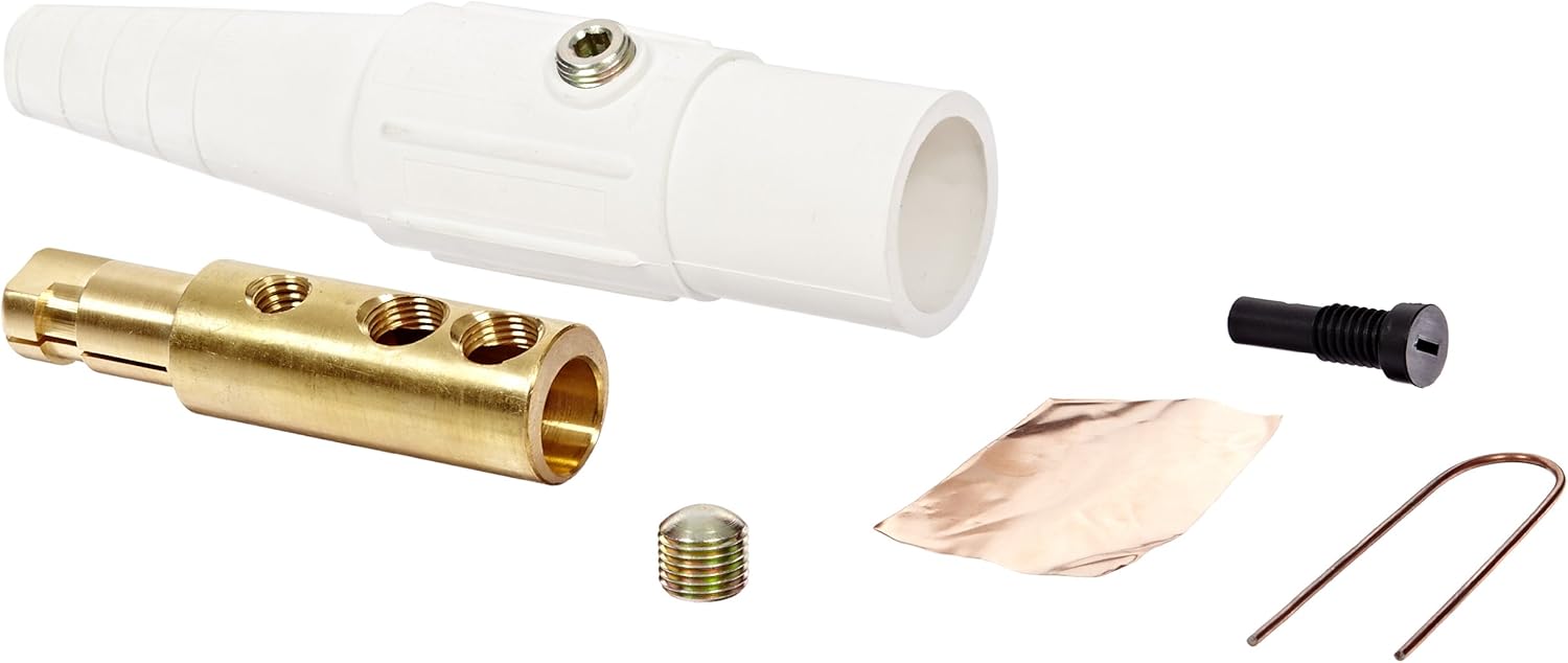 Marinco CLS40MB-B CLS Cam Type, Series 16 Inline, Single Pin Connector, 400 Amp, 600 Volt, 2/0-4/0 AWG, Male - White (B)