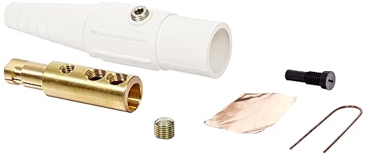 Marinco CLS40MB-B CLS Cam Type, Series 16 Inline, Single Pin Connector, 400 Amp, 600 Volt, 2/0 - 4/0 AWG, Male - White (B)
