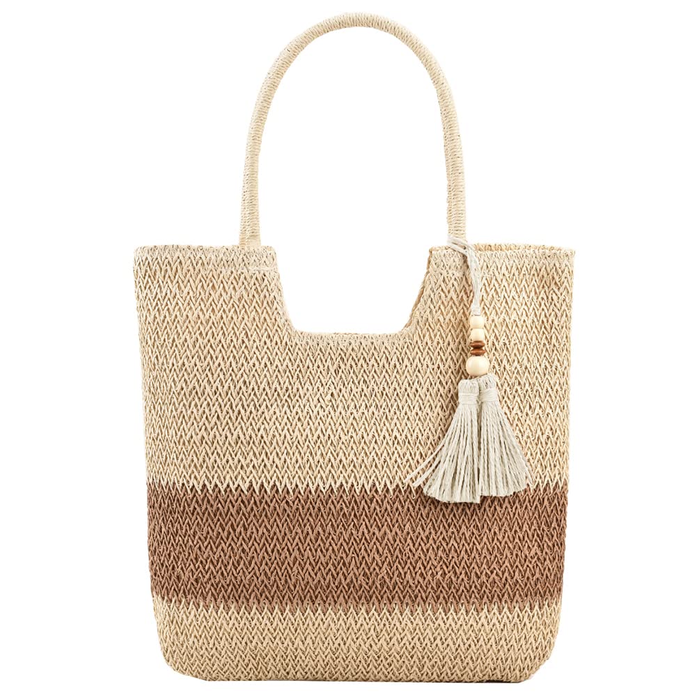 DKIIL NOIYBStraw Beach Bags for Women, Summer Woven Tote Bag With Tassels Large Handbags for Holiday