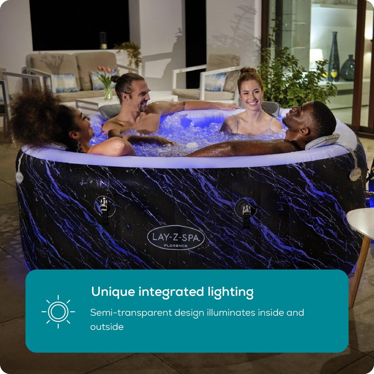 Lay-Z-Spa Florence Airjet Hot Tub with Built In LED Light System, 140 AirJet Massage System Inflatable Hot Tub With Freeze Shield Technology, 4-6 Person — view 2