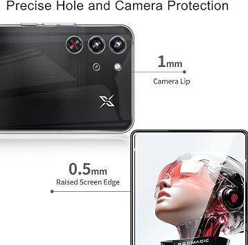 KUSINHOKA Case for RedMagic 10S Pro + 2 Pack Screen Protector,Ultra Transparent,Drop Proof,Anti Scratch Thin Slim Soft TPU Silicone Clear Cover,Transparent