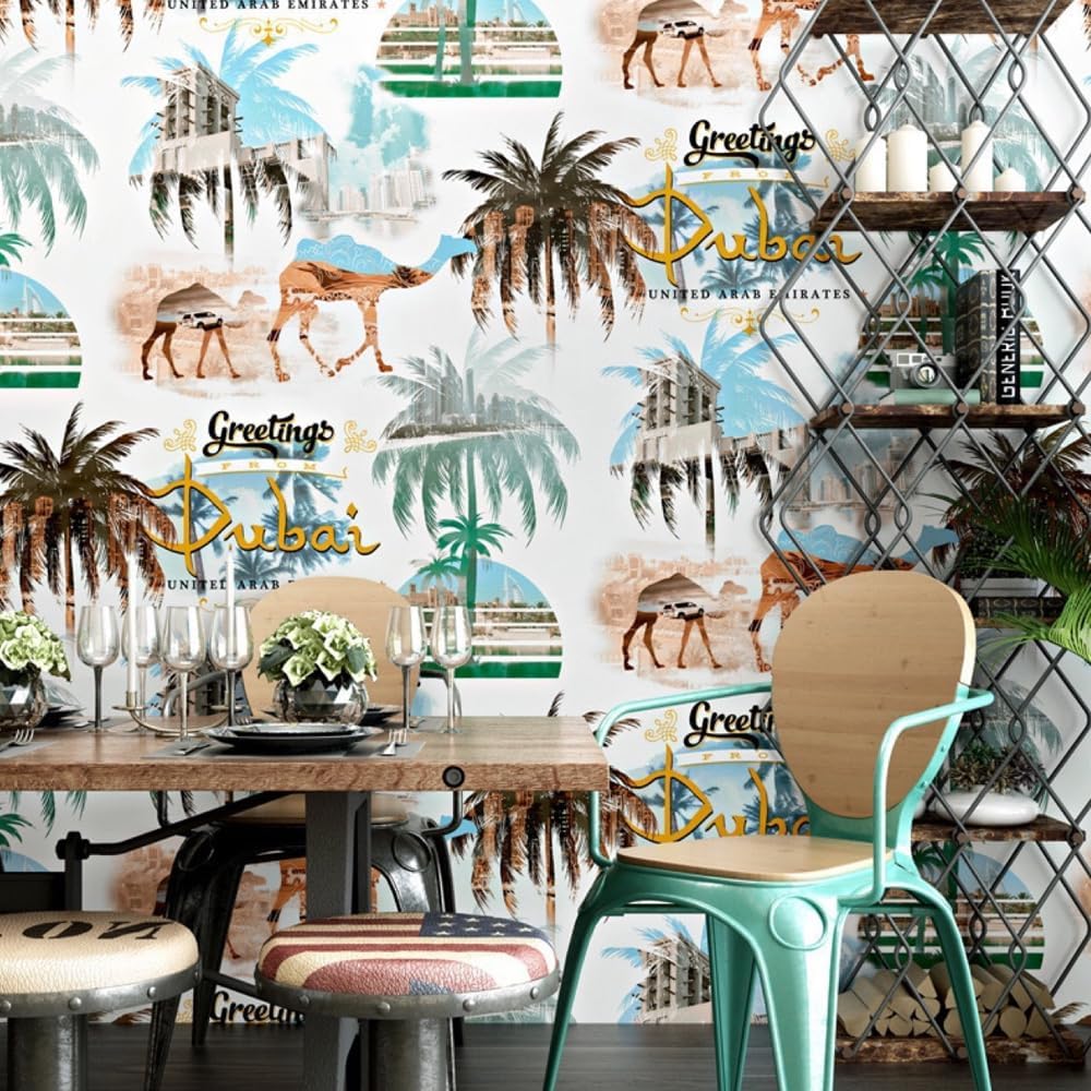 Desert Camel Furniture Liner 19.7 feet Long Peel and Stick Coconut Trees Shelf Liner for Dresser Drawers Renter Friendly Wallpaper Vinyl Wrap Roll (M-236.2x17.7 Inch)