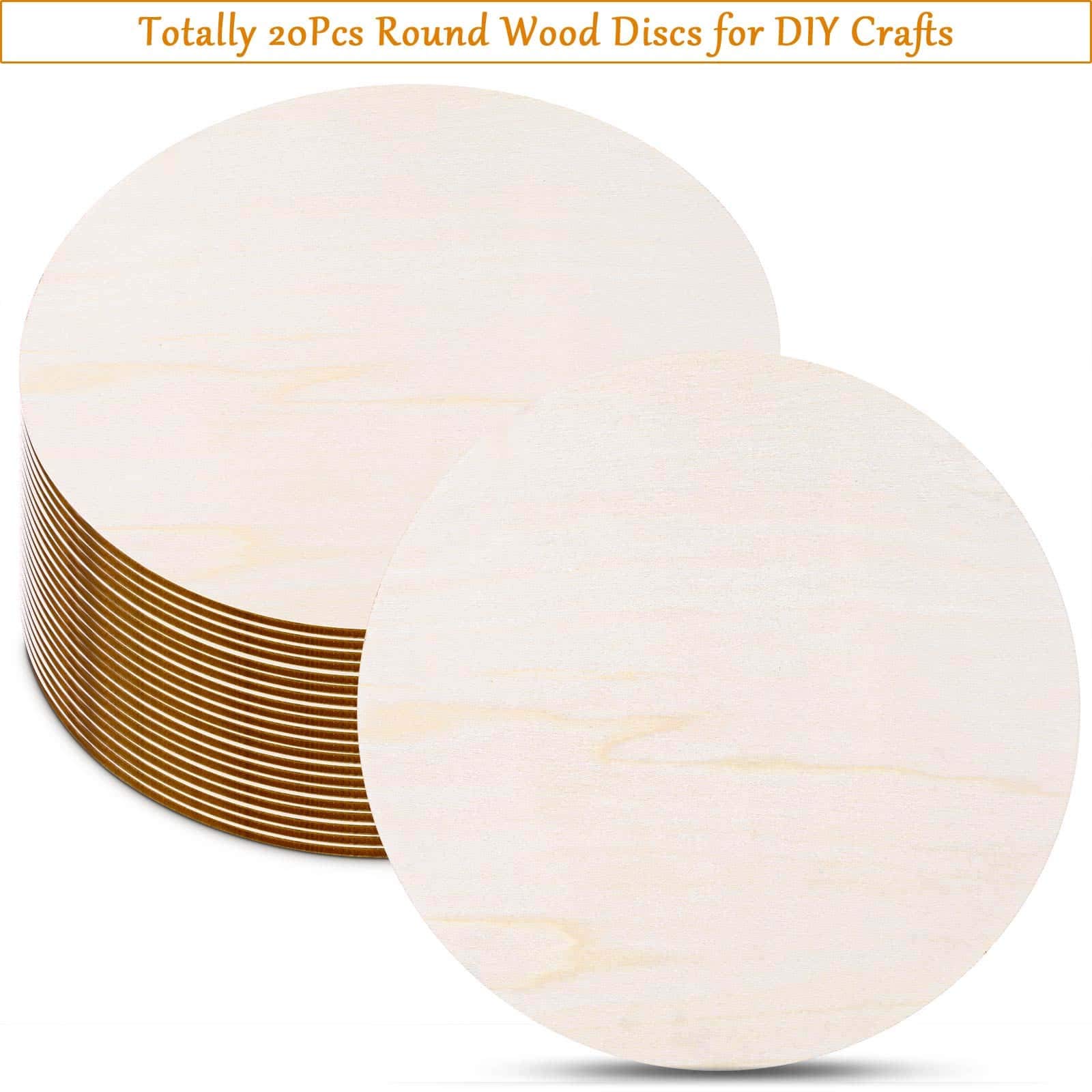 20 Pieces 12 Inch Round Wood Discs for Crafts, Audab Unfinished Wood Circles Wood Rounds Wooden Cutouts for Crafts, Door Hanger, Door Design and Wedding Decorations