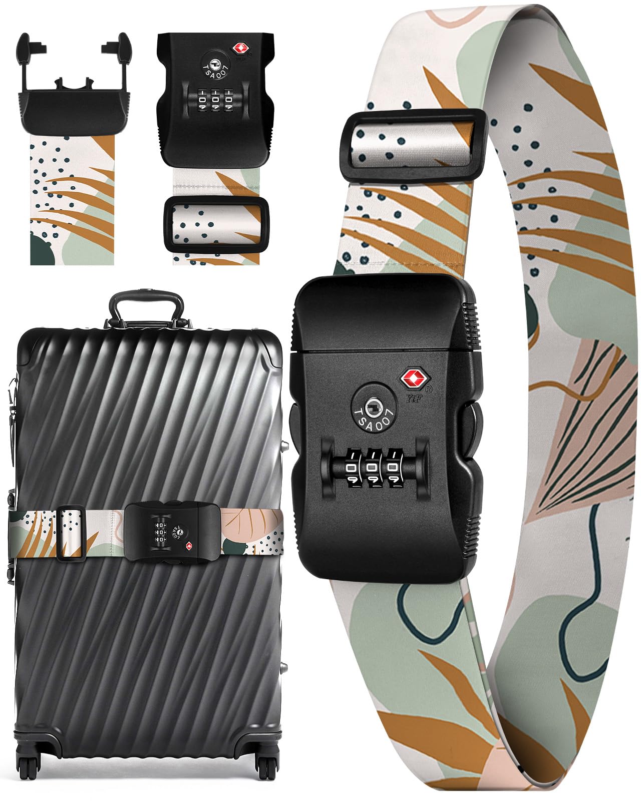 Slohif Luggage Straps TSA Lock for Suitcases - Travel Belt TSA Approved Accessories Luggage Identifiers Carry On Bag with Buckle Nylon Adjustable Band