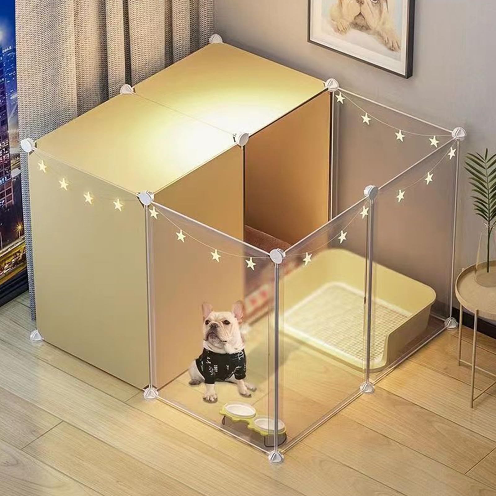 Parc portable pour chien en fil métallique modulaire noir