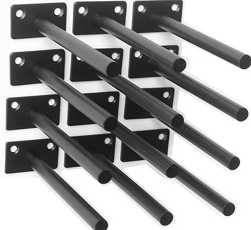 4 soportes flotantes de acero sólido negro de 6 pulgadas para estantes ciegos, soportes ocultos para estantes flotantes de madera, soporte oculto